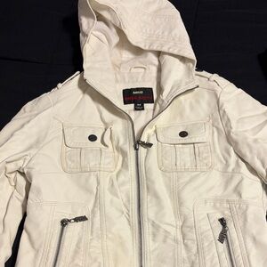 Miss Sixty Cream Hooded Utility Jacket